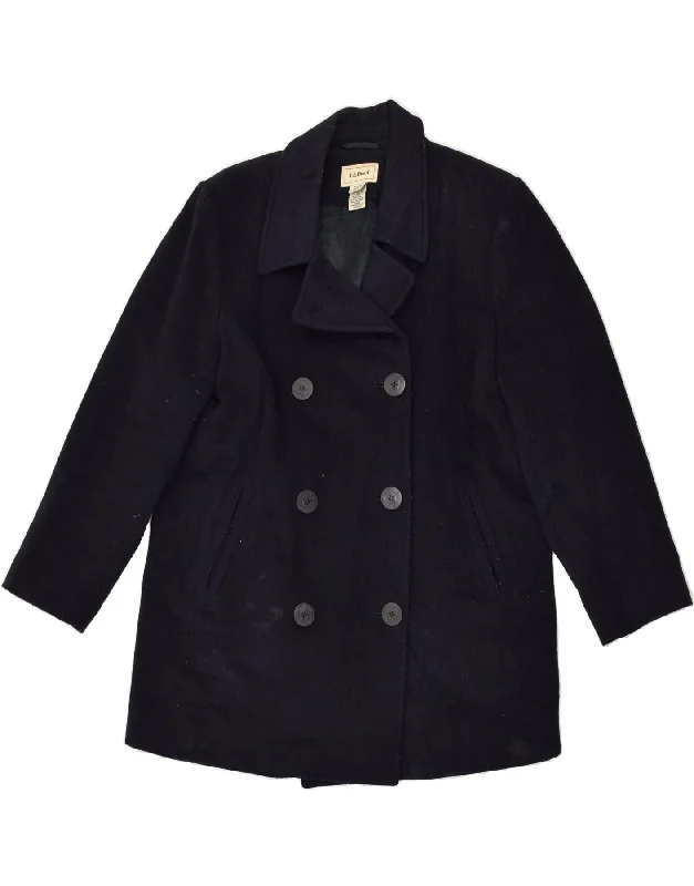 L.L.BEAN Womens Regular Fit Pea Coat UK 14 Large  Navy Blue Wool