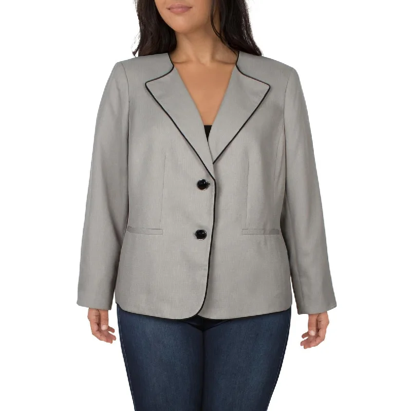 Le Suit Womens Plus Pattern  Two-Button Blazer