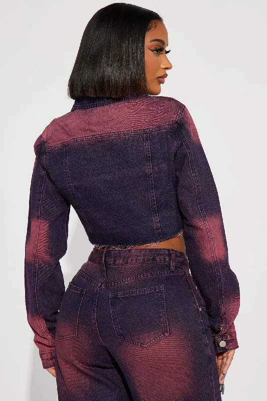 Never Going Back Tinted Denim Jacket - Purple Tint