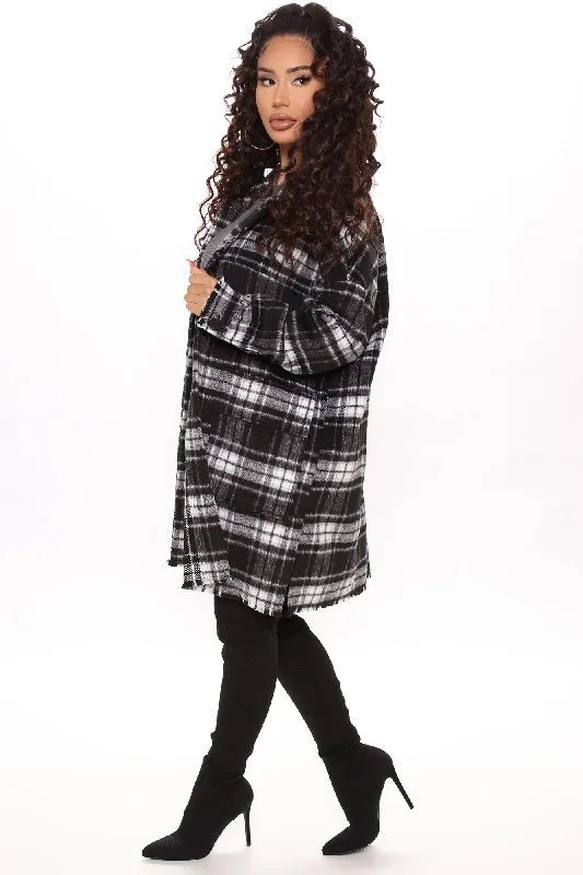 Never Plaid It So Good Shacket - Black