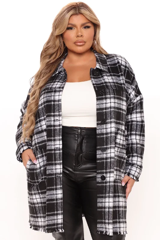 Never Plaid It So Good Shacket - Black