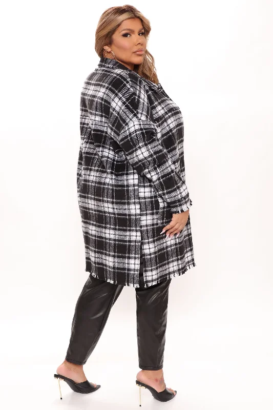 Never Plaid It So Good Shacket - Black