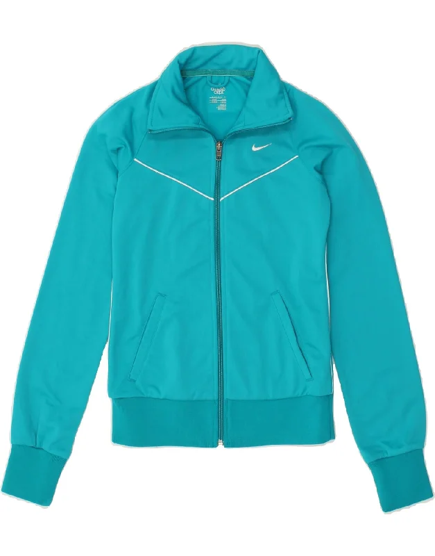 NIKE Womens Tracksuit Top Jacket UK 4/6 XS Blue Polyester