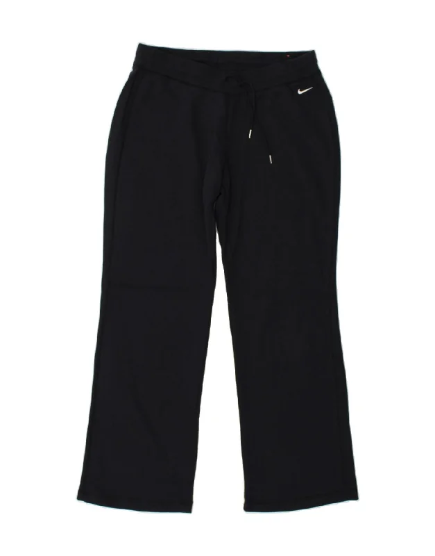 NIKE Womens Tracksuit Trousers UK 16 Large Navy Blue Cotton