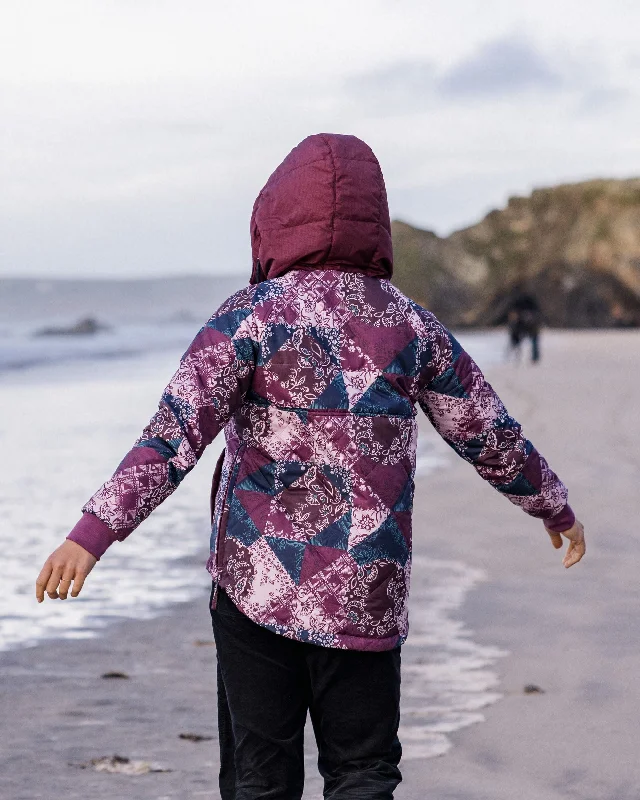 Ocean Recycled Insulated 1/2 Zip Jacket - Boho Broken Patchwork Wine