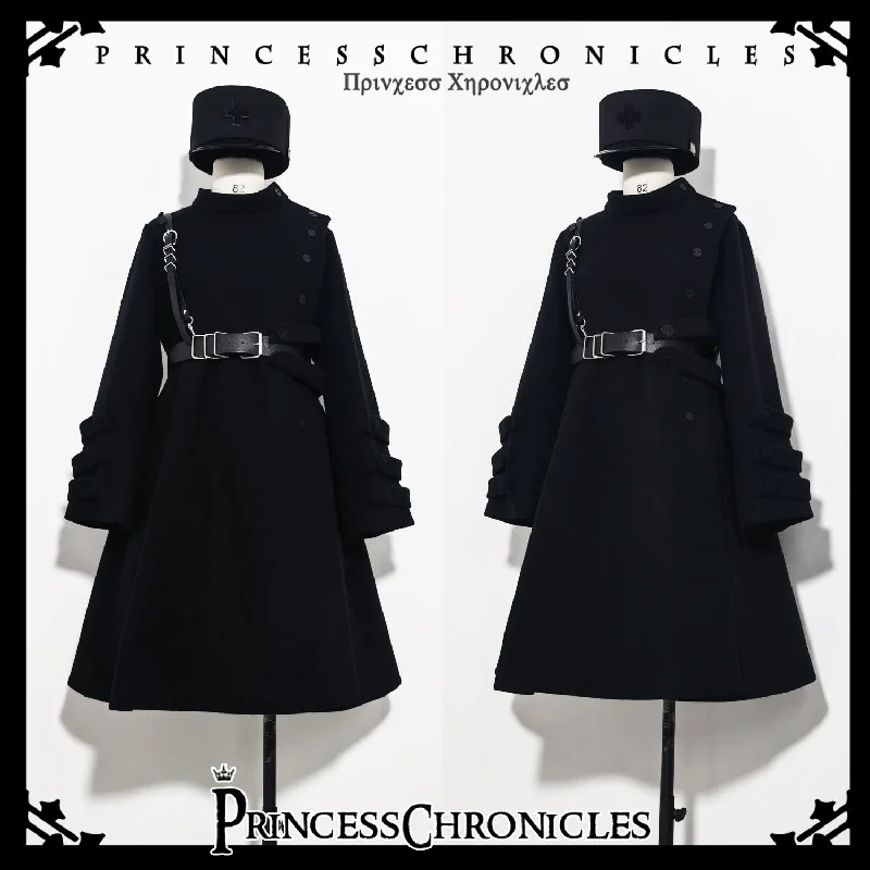 Princess Chronicles~Ouji Lolita Winter Black Long Coat