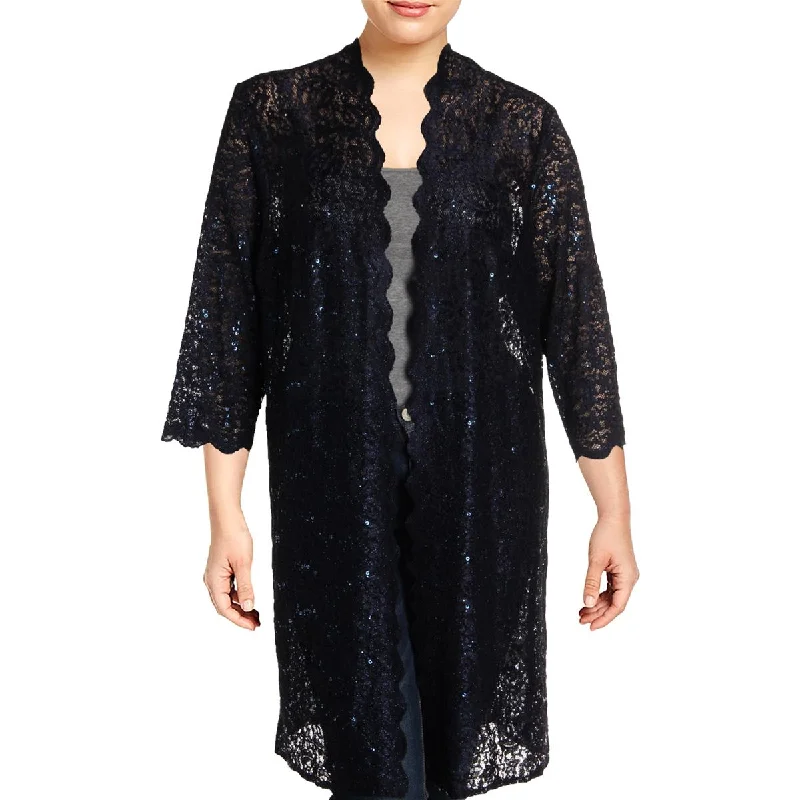 R&M Richards Womens Plus Lace Sequined Jacket