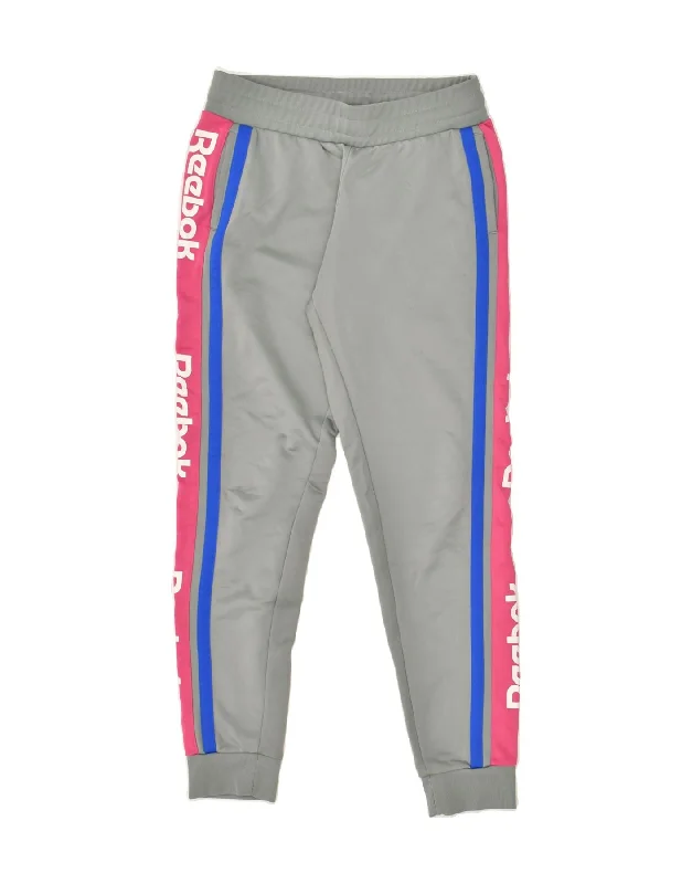 REEBOK Womens Graphic Tracksuit Trousers Joggers UK 8/10 Small Grey