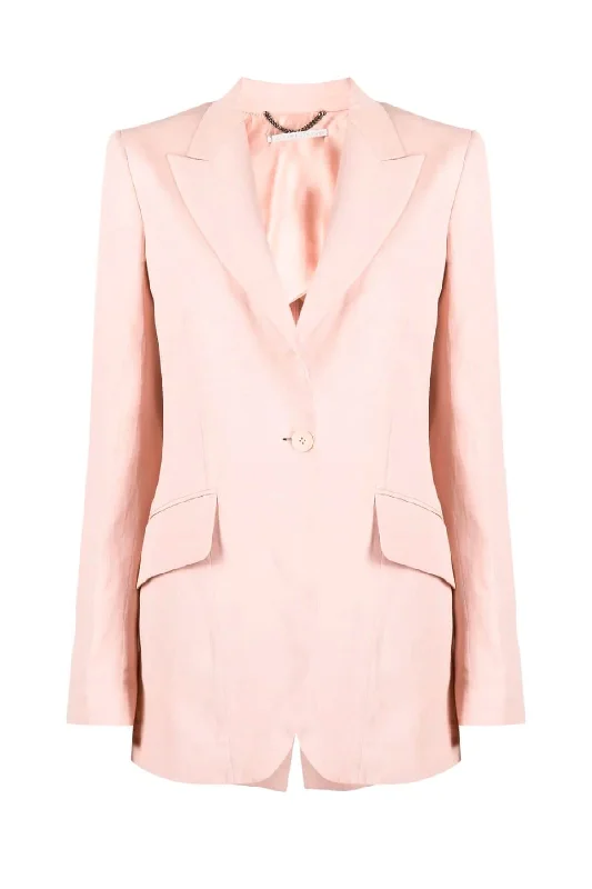 Stella McCartney Fluid Linen Single-Breasted Blazer - Rose