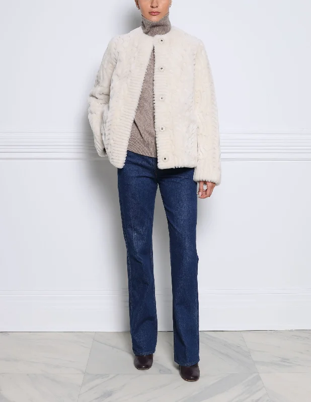 The Wrenley Cable Knit Grooved Shearling Jacket