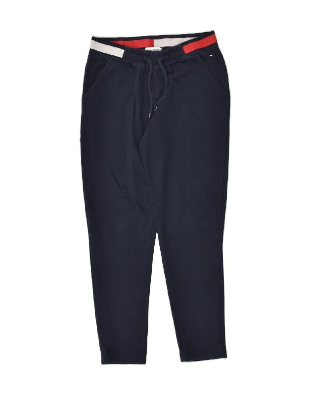 TOMMY HILFIGER Womens Tracksuit Trousers UK 8 Small Navy Blue Cotton