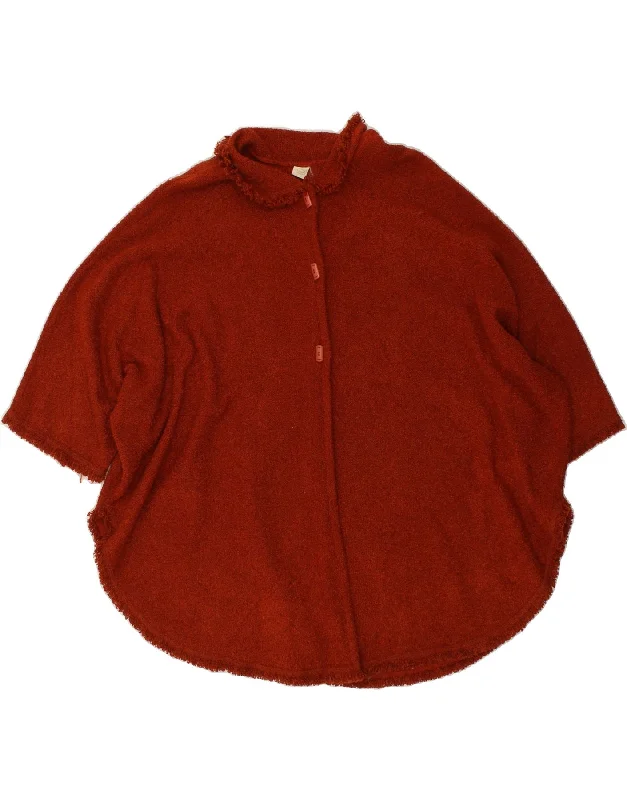 VINTAGE Womens Poncho Coat One Size Maroon Wool