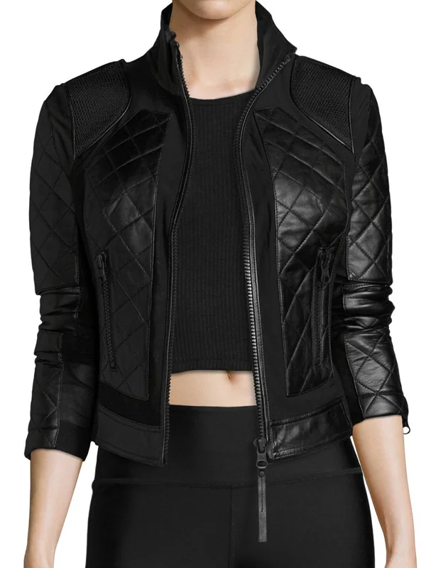 Womens Quilted Leather Moto Jacket