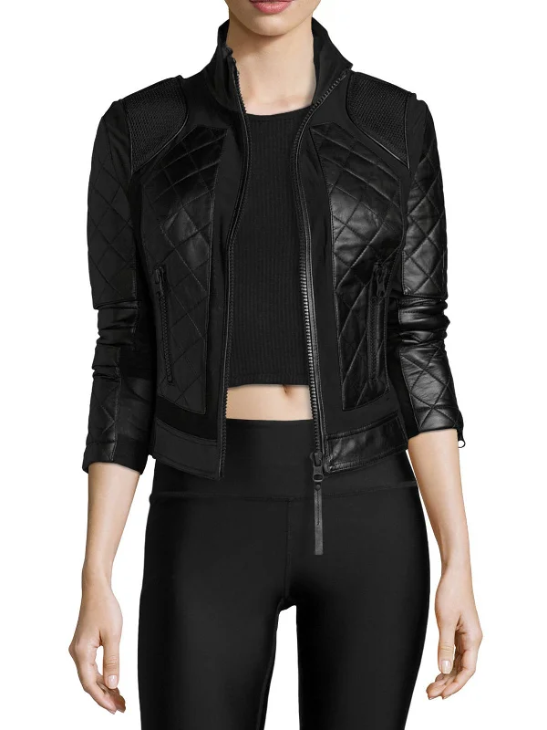 Womens Quilted Leather Moto Jacket