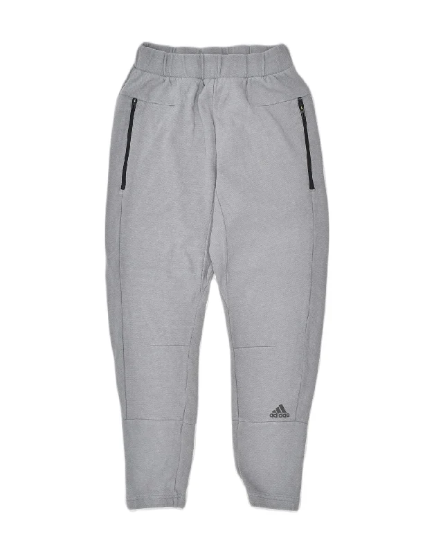 ADIDAS Womens Slim Tracksuit Trousers UK 12 Medium Grey Cotton