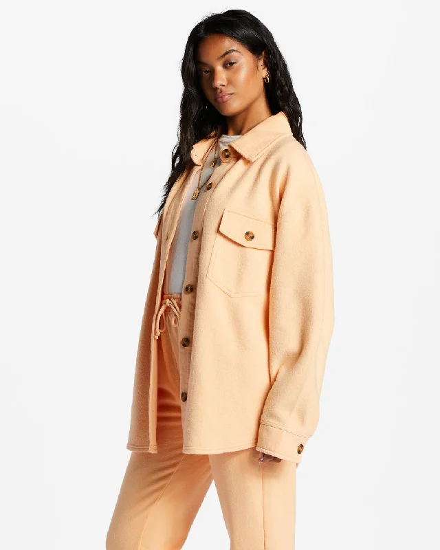 Anytime Shacket Oversized Button-Through Jacket - Light Melon