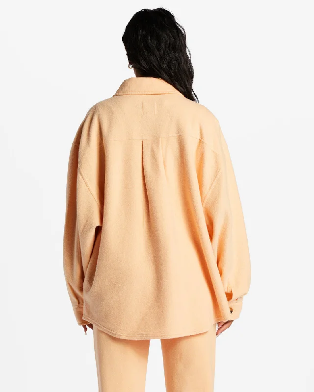 Anytime Shacket Oversized Button-Through Jacket - Light Melon