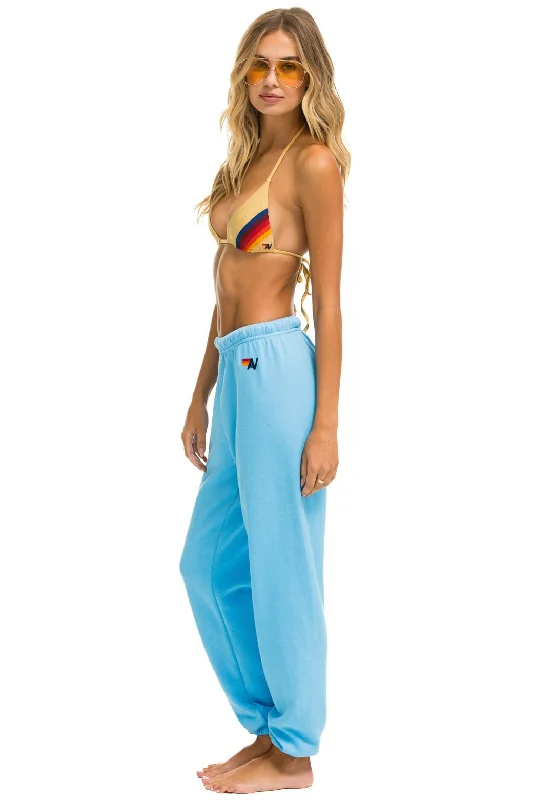 Aviator Nation Rainbow Embroidery Sweatpants Sky Blue