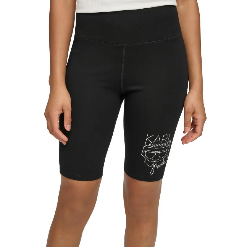 Karl Lagerfeld Paris Womens Logo Stretch Bike Short