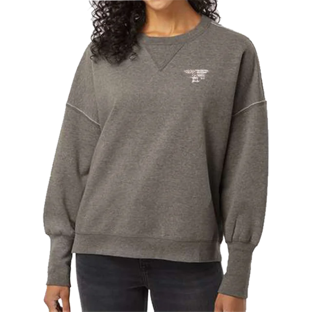 Ladies Trident Charcoal Sueded Fleece Crewneck Sweatshirt