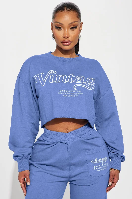 Manhattan Cropped Sweatshirt - Blue