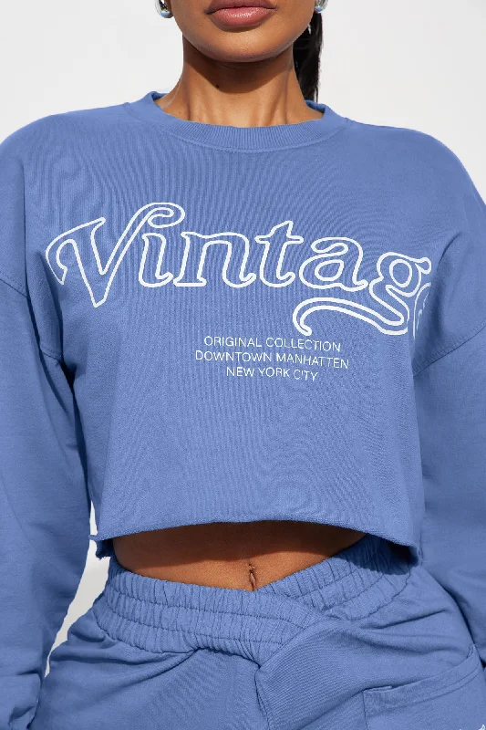 Manhattan Cropped Sweatshirt - Blue