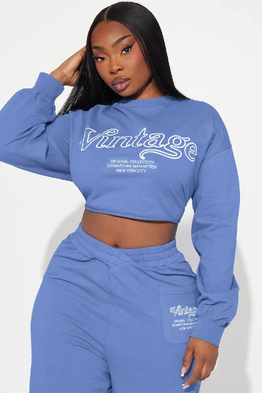 Manhattan Cropped Sweatshirt - Blue