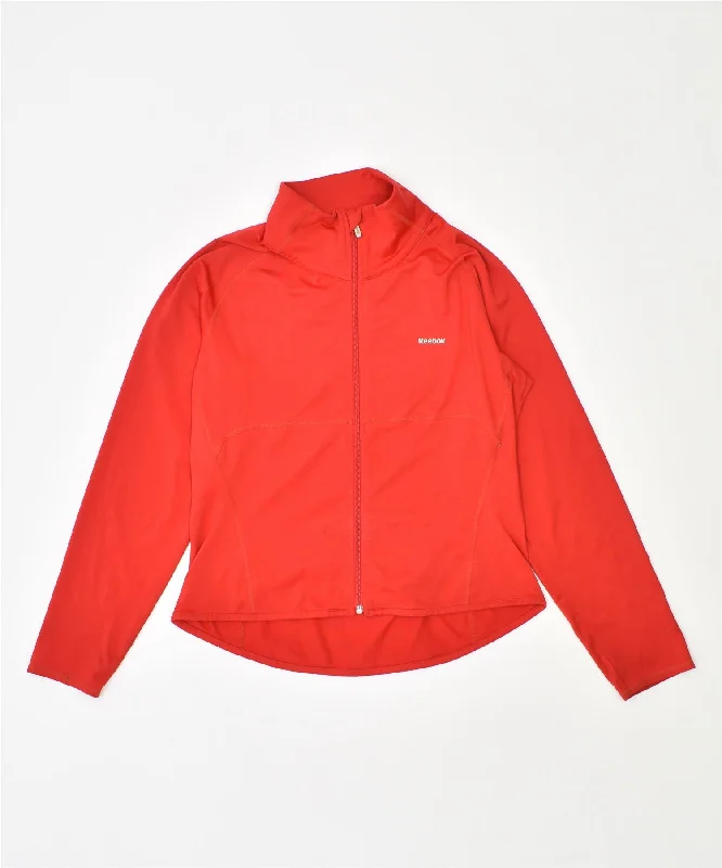 REEBOK Womens Tracksuit Top Jacket UK 12 Medium Red Polyester