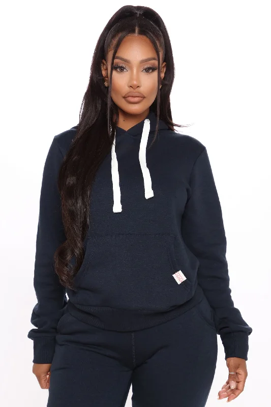 Relaxed Vibe Solid Hoodie - Navy