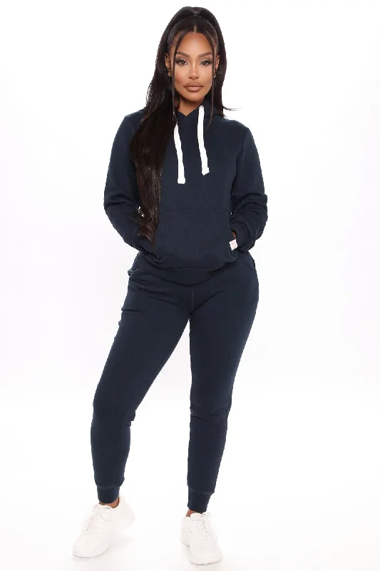 Relaxed Vibe Solid Hoodie - Navy