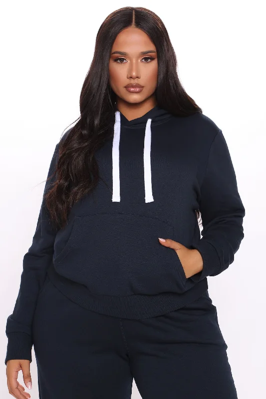 Relaxed Vibe Solid Hoodie - Navy