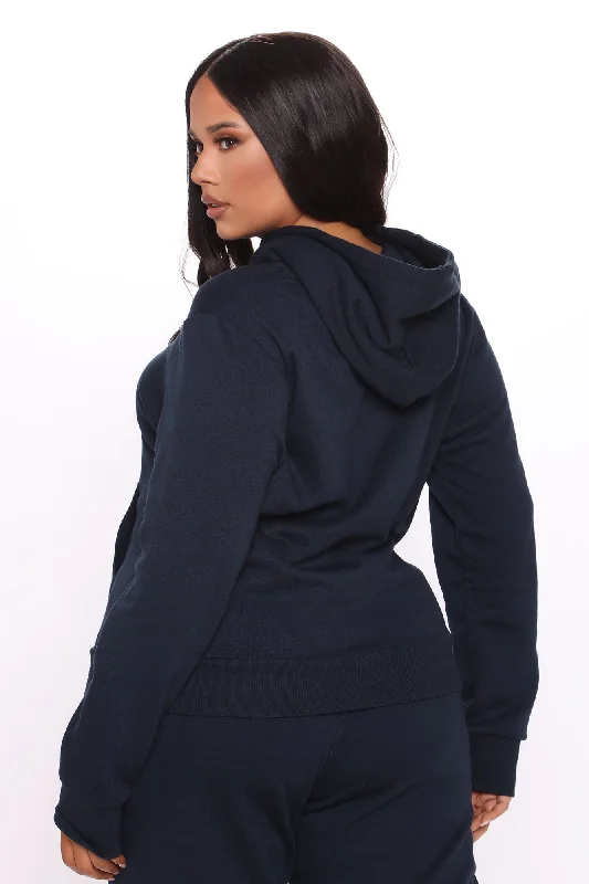 Relaxed Vibe Solid Hoodie - Navy