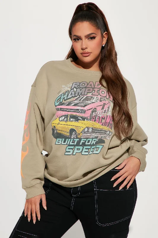 Road Champion Washed Crew Neck Sweatshirt - Taupe