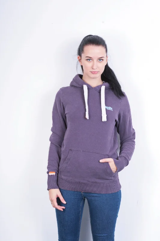 Superdry Womens S Sweatshirt Hood Purple Cotton