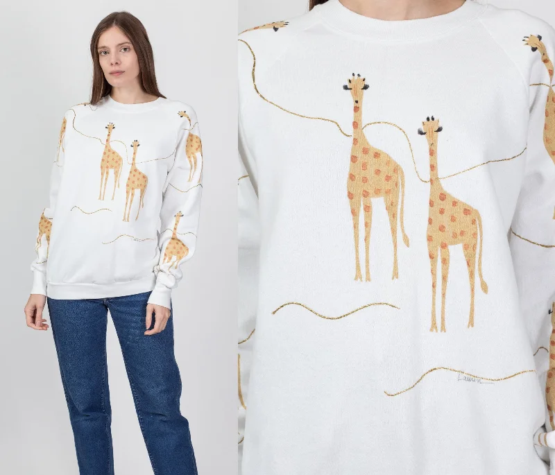 90s Painted Giraffe Sweatshirt - Large