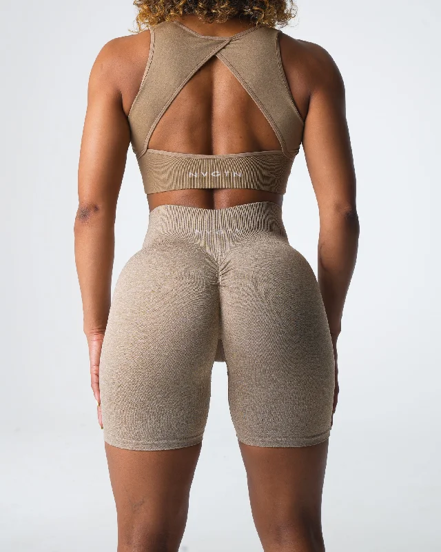 Beige Scrunch Seamless Shorts