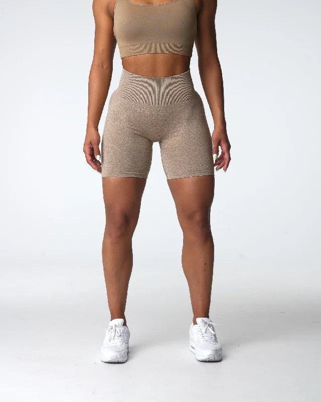 Beige Scrunch Seamless Shorts