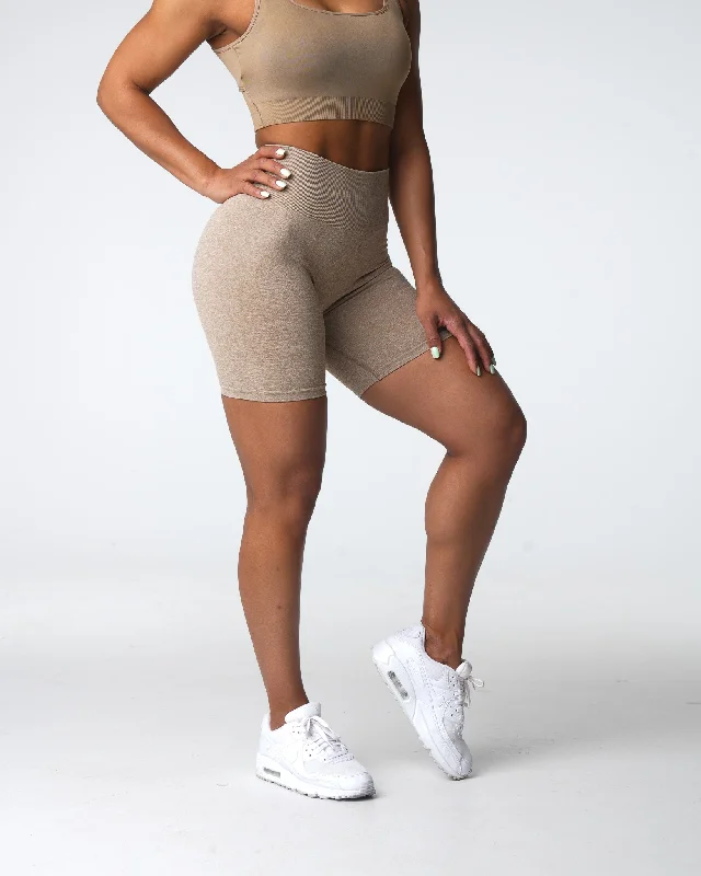 Beige Scrunch Seamless Shorts