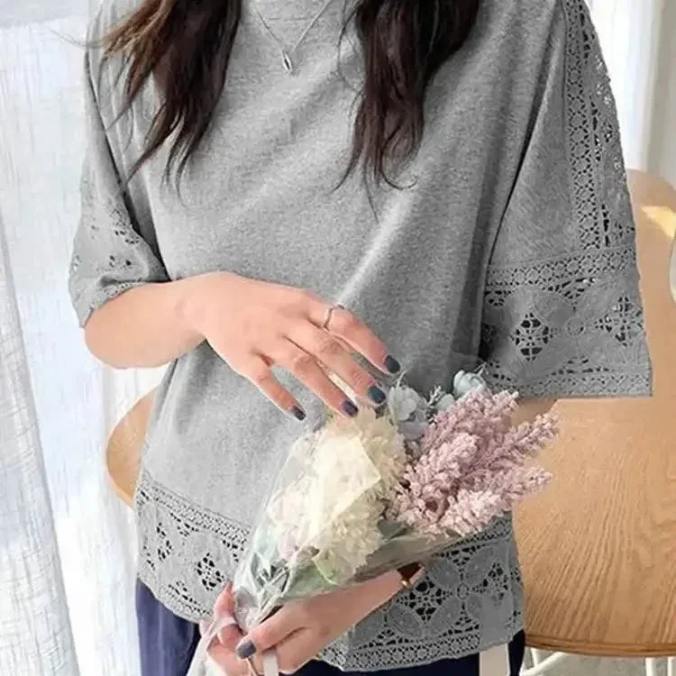 Bohemian Lace Tops Women Summer Blouses Casual Half Sleeve Blusas Female Hollow