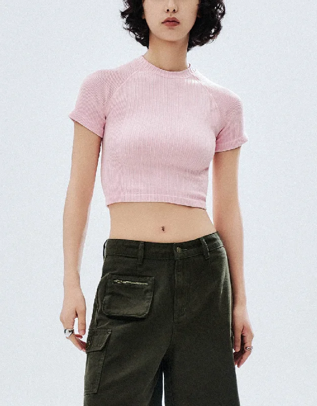 Crew Neck Skinny Knitted T-Shirt