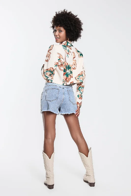 Floral Printed Cropped Blazer