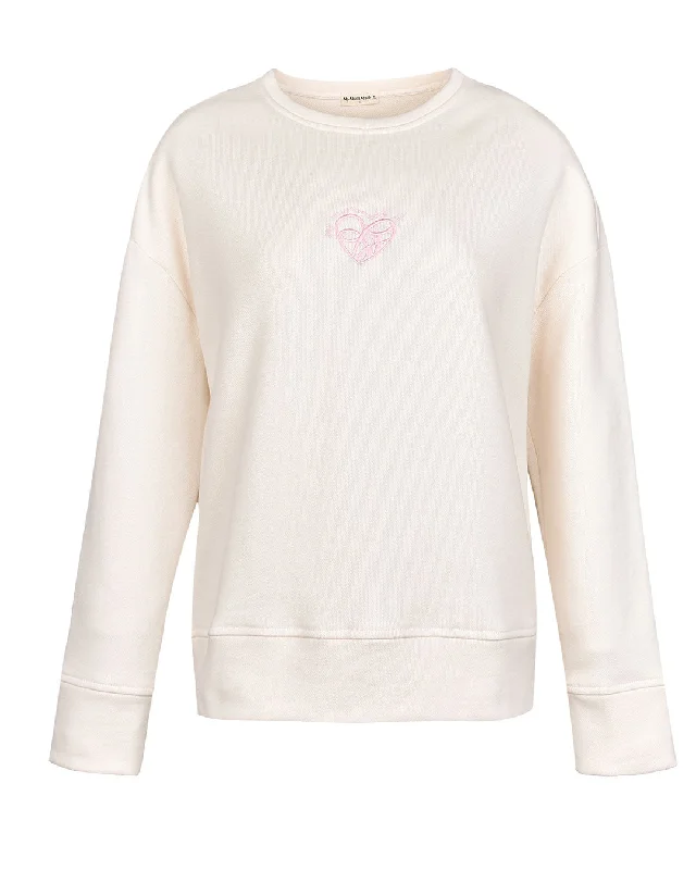 Heart Logo Crew Neck Sweater - Cream