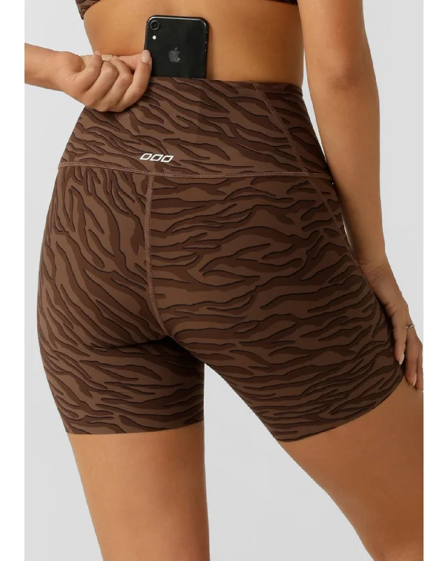 Lorna Jane Safari Reversible No Chafe 16cm Bike Short - Espresso Safari Print