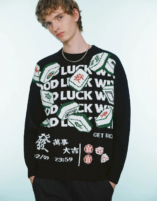 Mahjong Embroidered Sweater