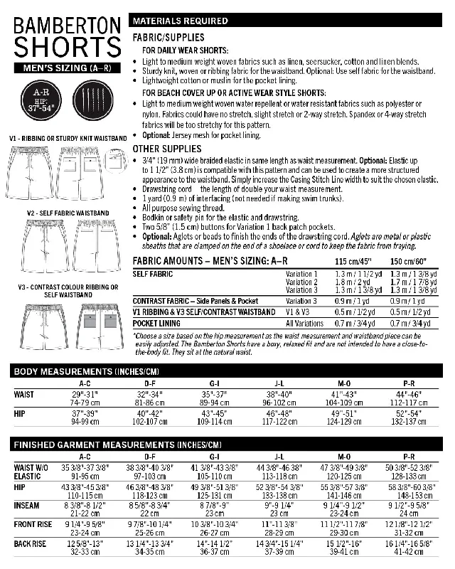 PDF Pattern - Bamberton Shorts - Men | Thread Theory