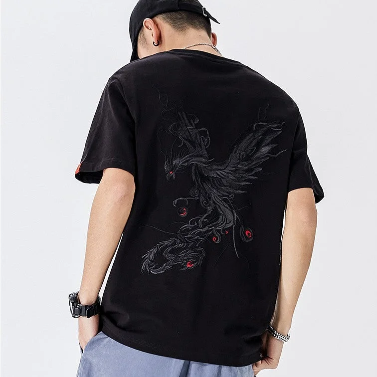 Phoenix Embroidery 100% Cotton Short Sleeve Unisex T-shirt