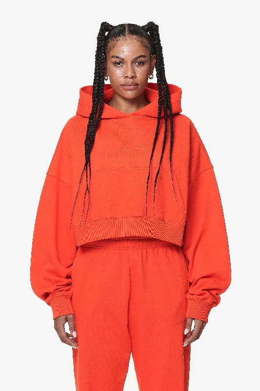 Salita Oversized Cropped Hoodie Washed Signal Red Gum