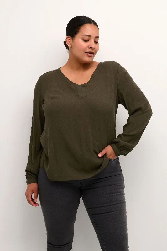 Zeitlose Khaki-Bluse aus Ecovero-Viskose