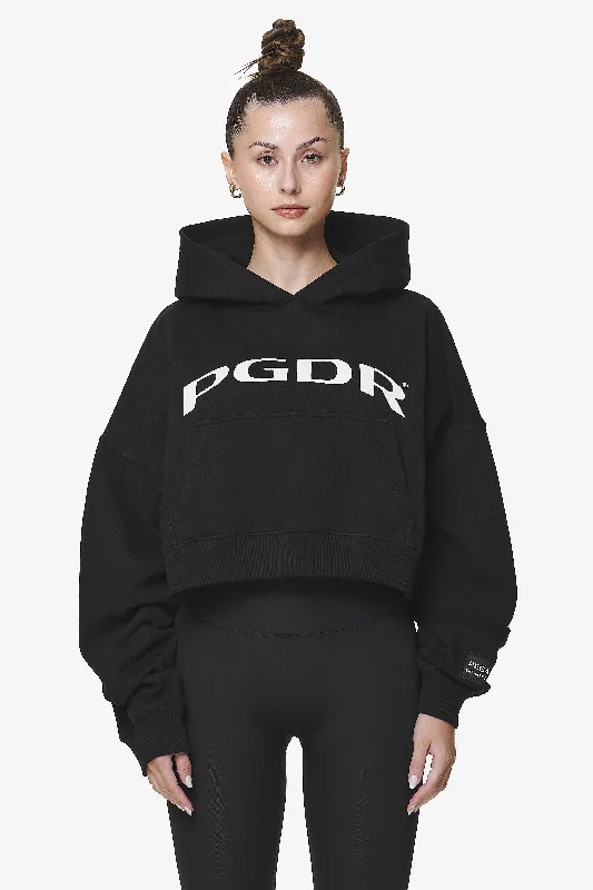 Troms Oversized Cropped Hoodie Black