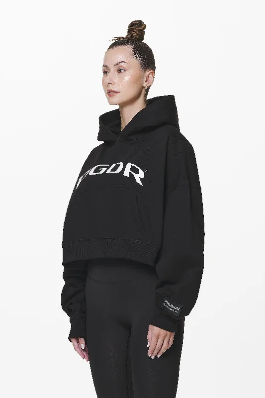 Troms Oversized Cropped Hoodie Black